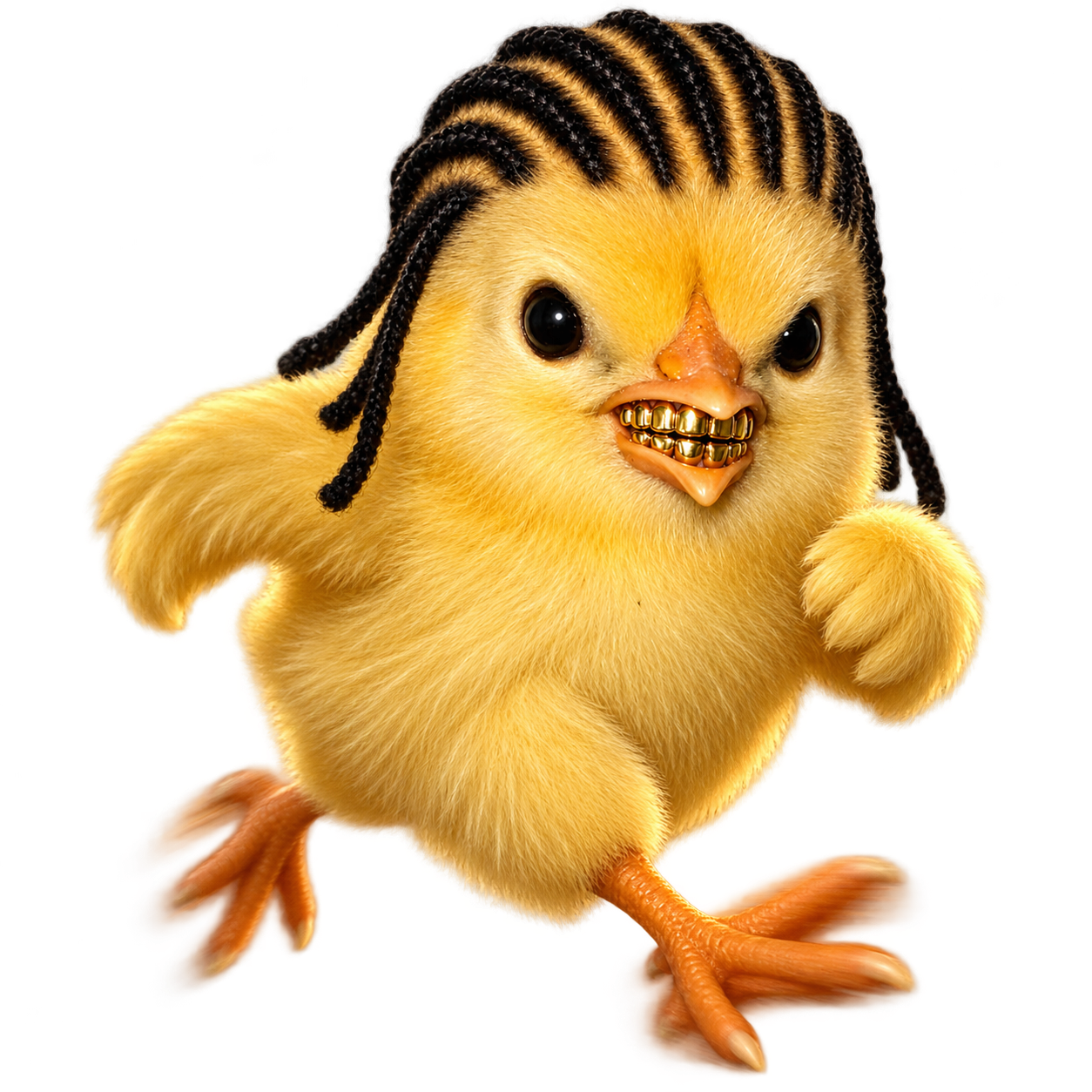Braided CHIGGA chicken crossing the road